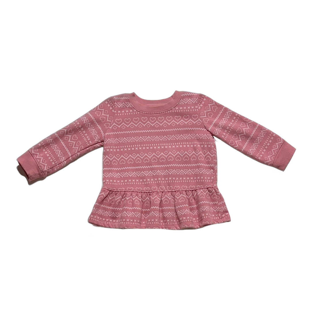 12-18 Girls Jumping Beans Pink Ruffled Patterned Fleece Sweatshirt