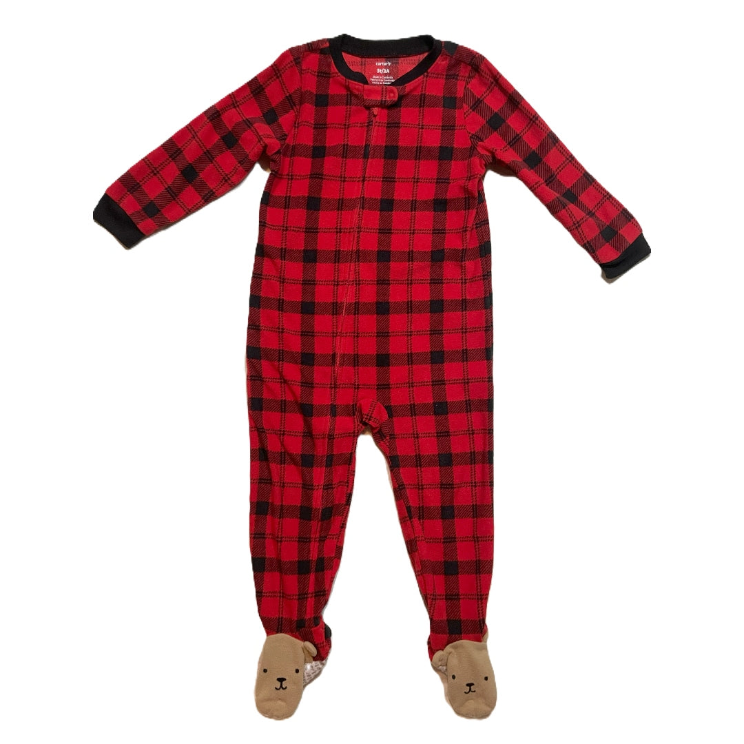 3T Boys Carter's Plaid Fleece Sleeper