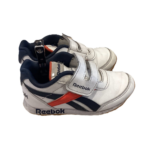 Size 10 Reebok White Leather w/Velcro and Blue & Red Accents Sneakers