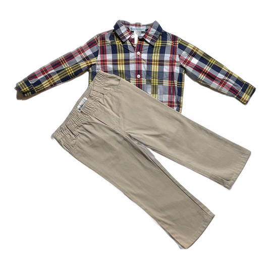 18-24 Boys Janie & Jack Long Sleeve Plaid Shirt, Kids Headquarters Pants