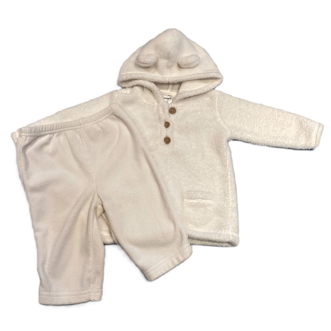 3-6 Girls Carter's Button Down Ivory Fleece Outfit