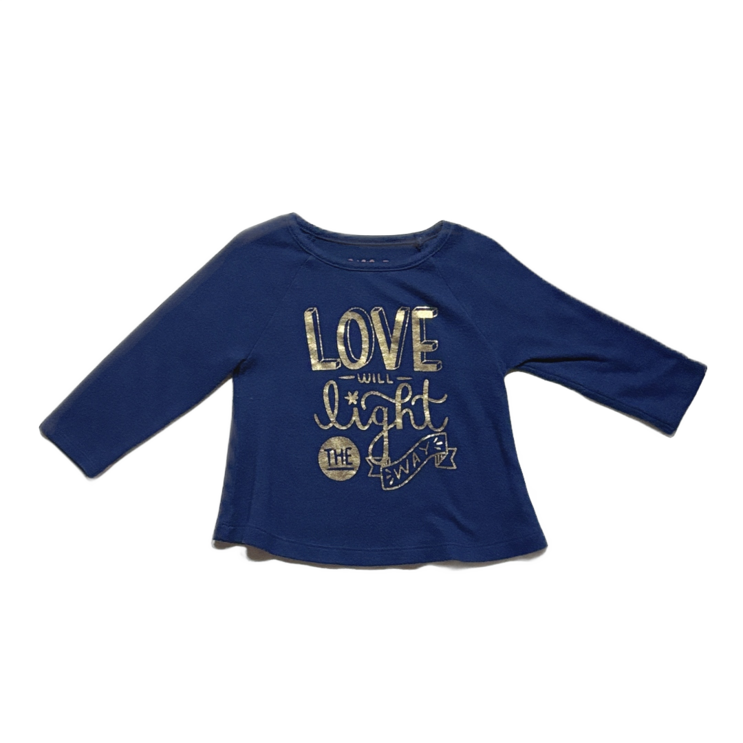 12-18 Girls Cat & Jack Blue and Gold Love Long Sleeve Shirt