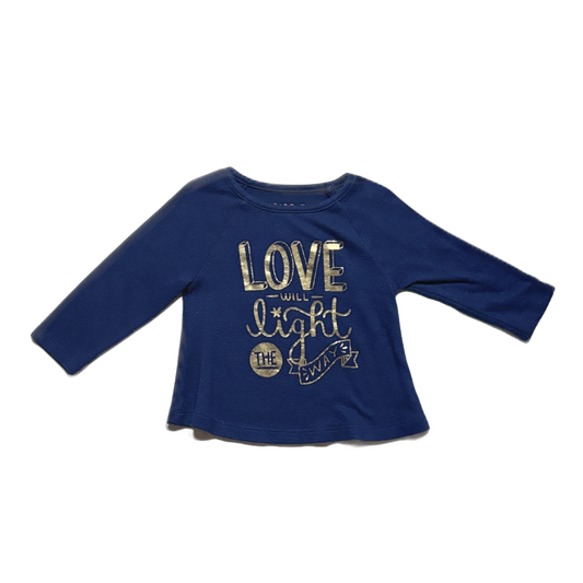 12-18 Girls Cat & Jack Blue and Gold Love Long Sleeve Shirt