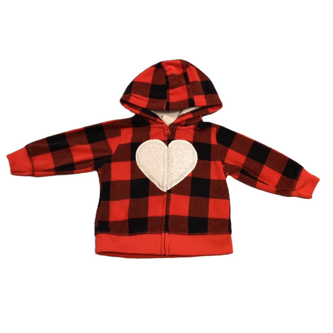 3-6 Girls Carter's Zip Front Hooded Fleece Sweatshirt w/Heart
