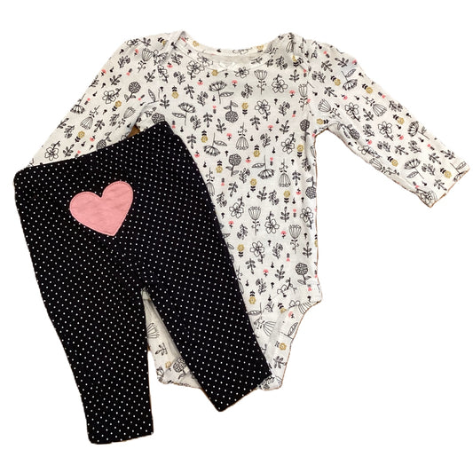 0-3 Girls Child of Mine Onesie, Matching Leggings