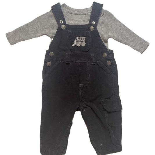 0-3 Boys Carter's Corduroy Overalls, Baby Gap Long Sleeve Waffle Shirt