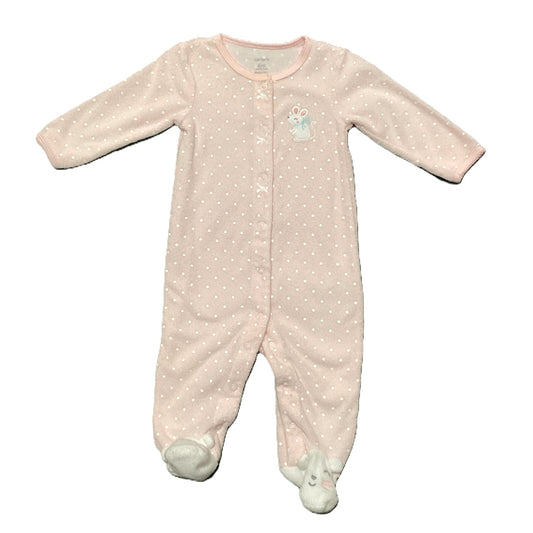 3-6 Girls Carter's Pink/White Terry Cloth Sleeper w/Mouse