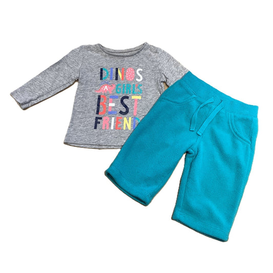 3-6 Girls Carter's Dinos Long Sleeve Shirt, Old Navy Fleece Pants